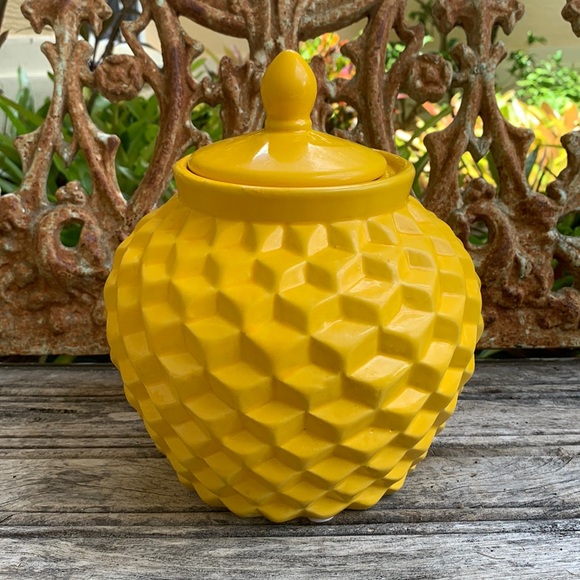 Sagebrook Other - Bright Yellow Ceramic Jar with Lid